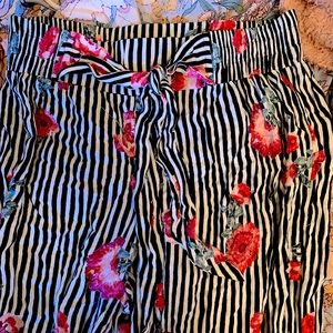 striped floral professional pants